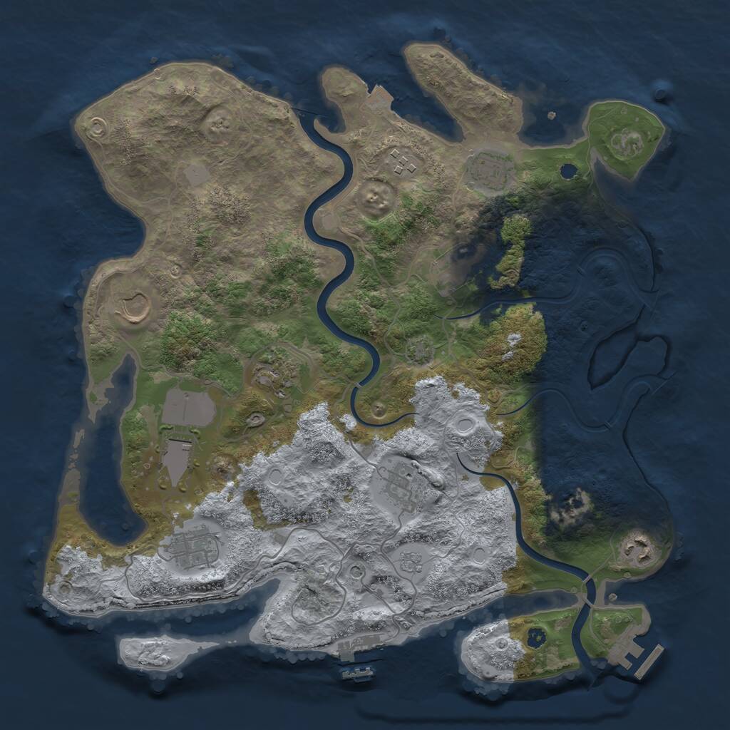 Rust Map: Procedural Map, Size: 3700, Seed: 1497640875, 15 Monuments