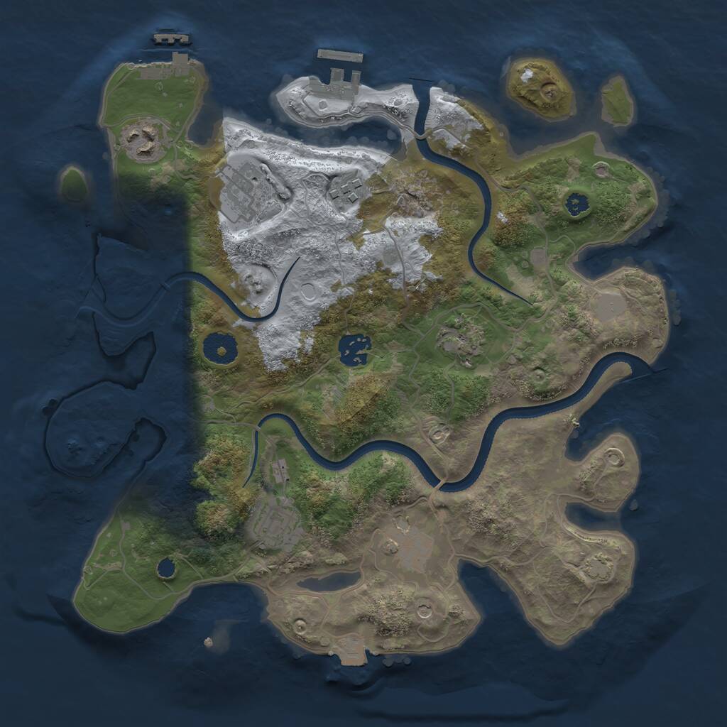 Rust Map: Procedural Map, Size: 3250, Seed: 1650430129, 12 Monuments