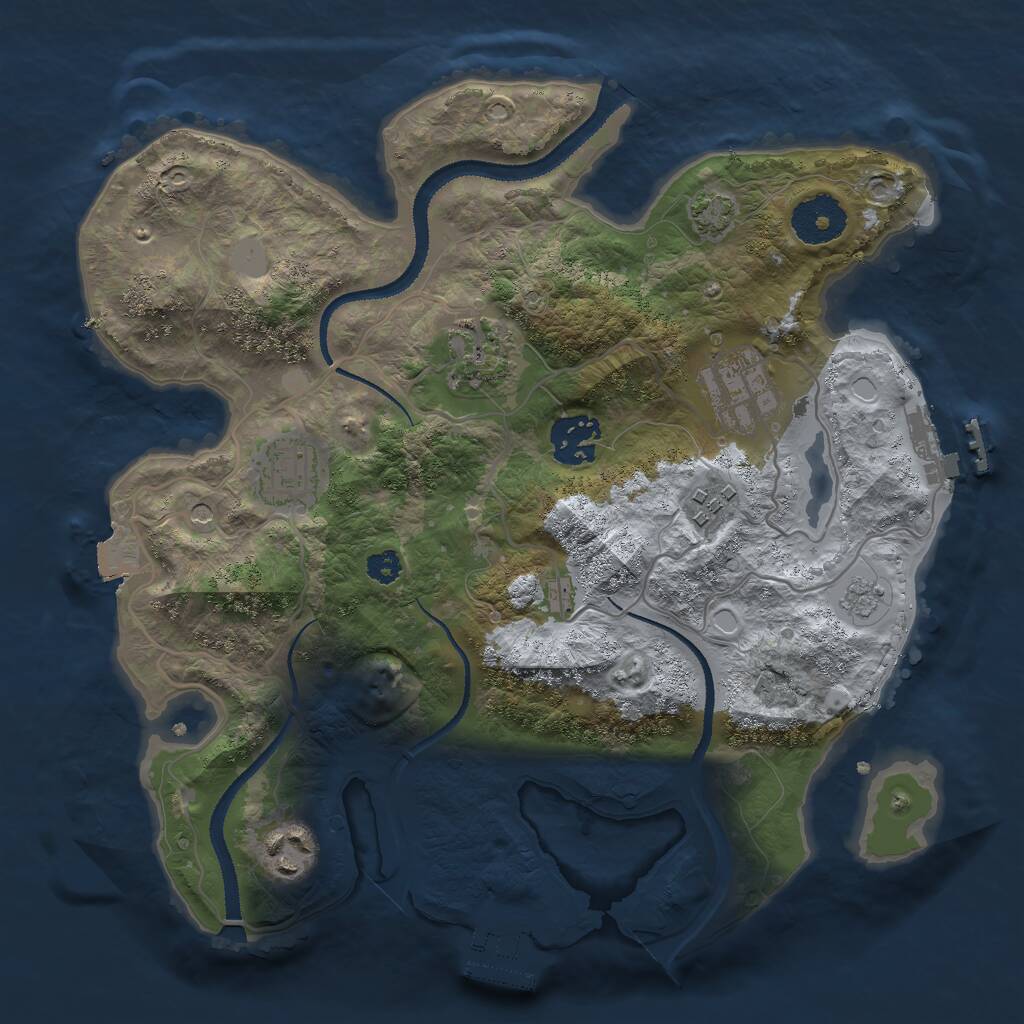 Rust Map: Procedural Map, Size: 3000, Seed: 23146, 12 Monuments