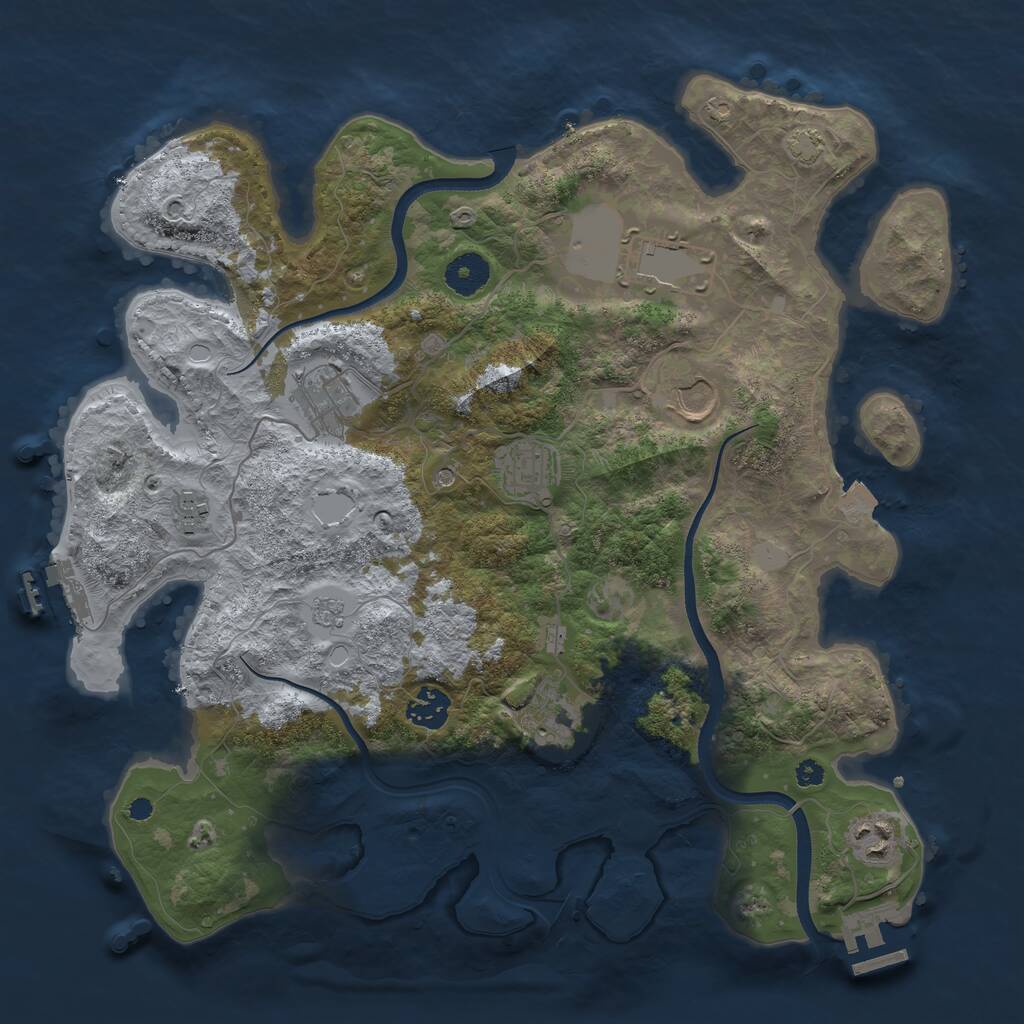 Rust Map: Procedural Map, Size: 3650, Seed: 28973746, 14 Monuments