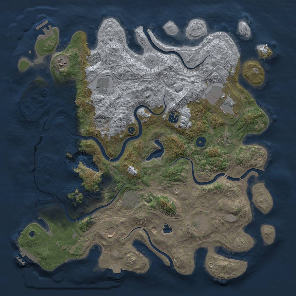 Rust Map: Procedural Map, Size: 4250, Seed: 1221483005, 15 Monuments