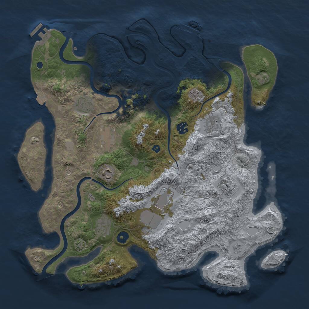 Rust Map: Procedural Map, Size: 3900, Seed: 44198644, 15 Monuments
