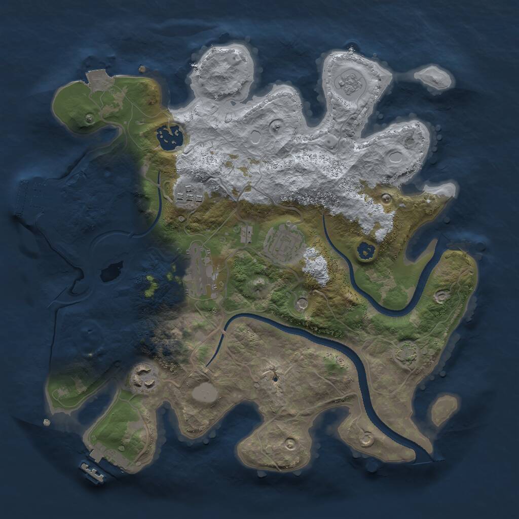 Rust Map: Procedural Map, Size: 3000, Seed: 654424472, 11 Monuments