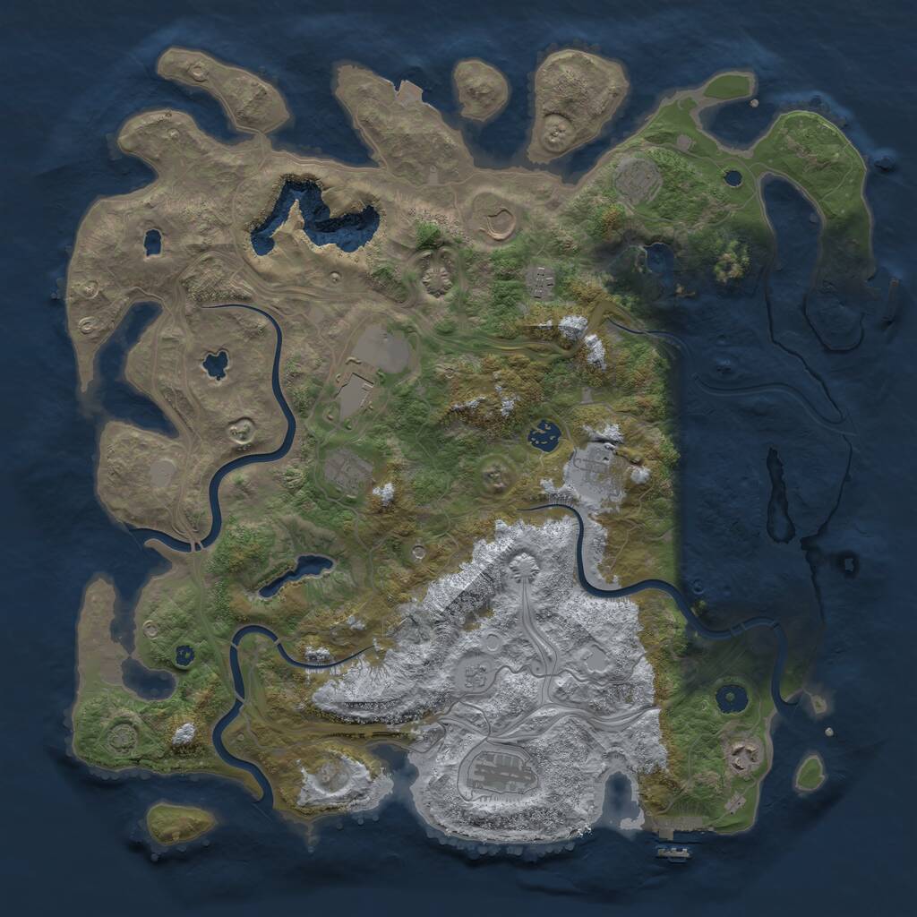 Rust Map: Procedural Map, Size: 4500, Seed: 1129259050, 15 Monuments