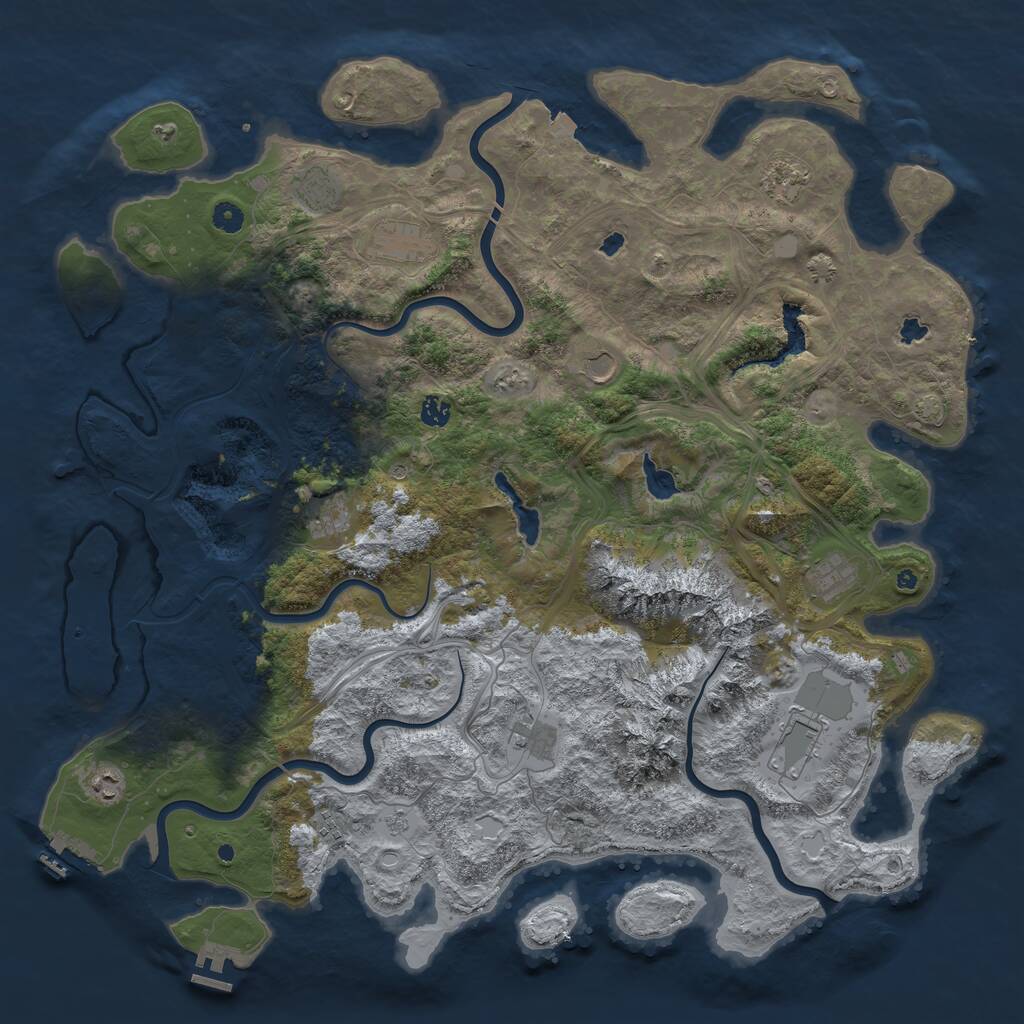 Rust Map: Procedural Map, Size: 5000, Seed: 1692689178, 17 Monuments
