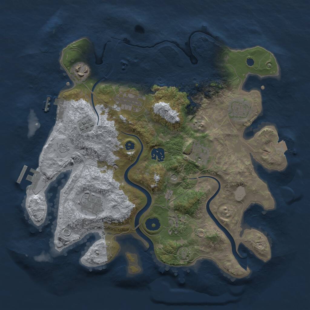 Rust Map: Procedural Map, Size: 3300, Seed: 1927351746, 14 Monuments