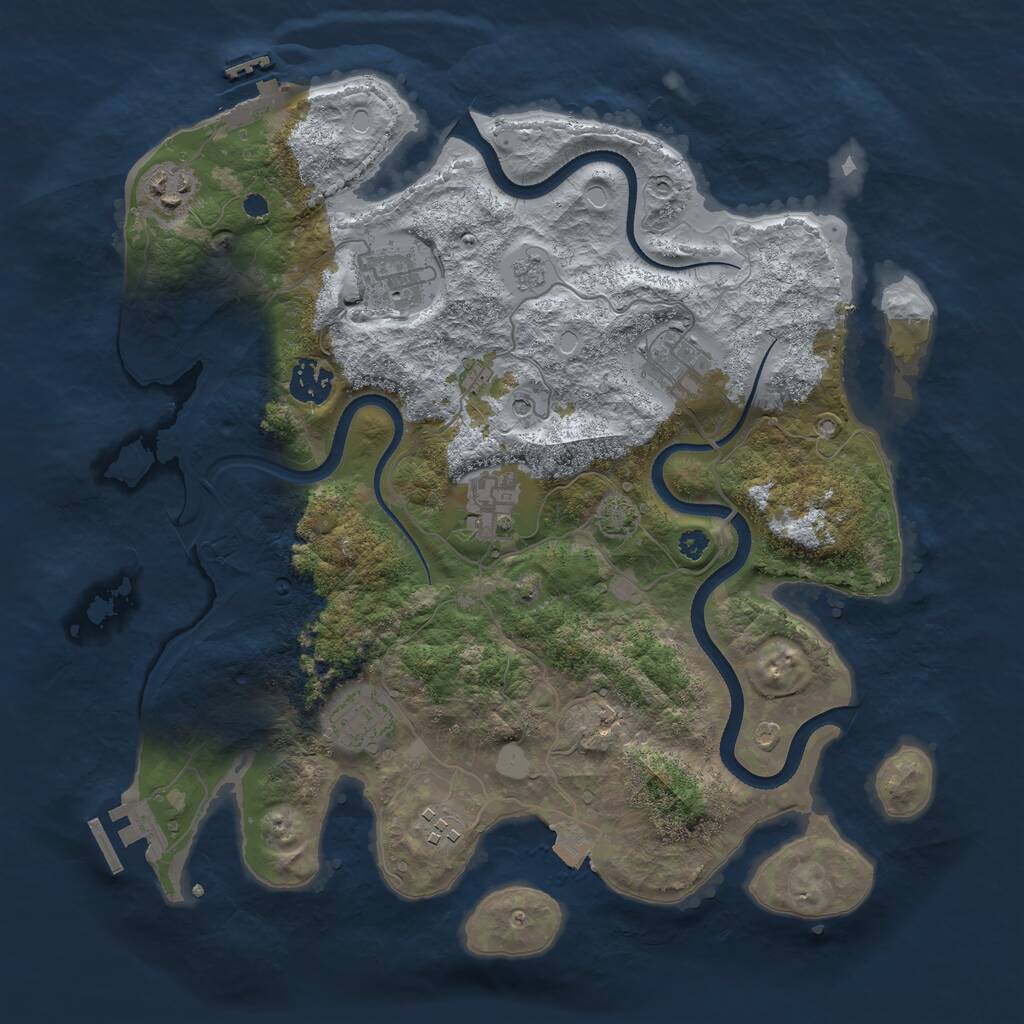 Rust Map: Procedural Map, Size: 3500, Seed: 1160830134, 13 Monuments