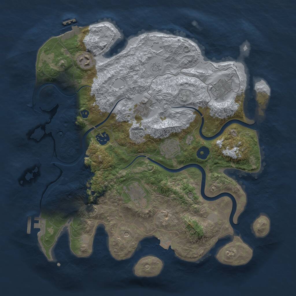 Rust Map: Procedural Map, Size: 3500, Seed: 1160830134, 13 Monuments
