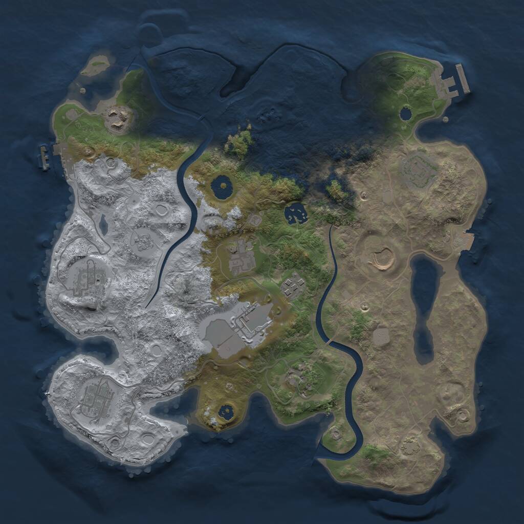 Rust Map: Procedural Map, Size: 3500, Seed: 1735145600, 16 Monuments