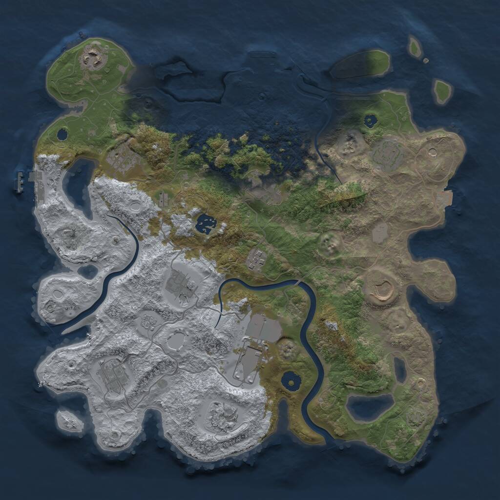 Rust Map: Procedural Map, Size: 3800, Seed: 1902542322, 17 Monuments