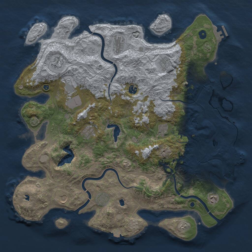 Rust Map: Procedural Map, Size: 4500, Seed: 751421918, 17 Monuments