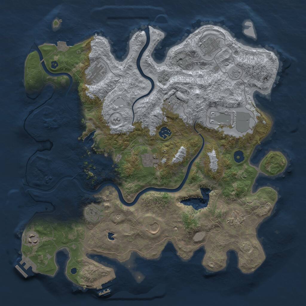 Rust Map: Procedural Map, Size: 4000, Seed: 1104896964, 17 Monuments
