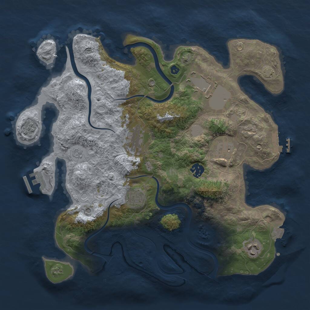 Rust Map: Procedural Map, Size: 3500, Seed: 1616334140, 13 Monuments