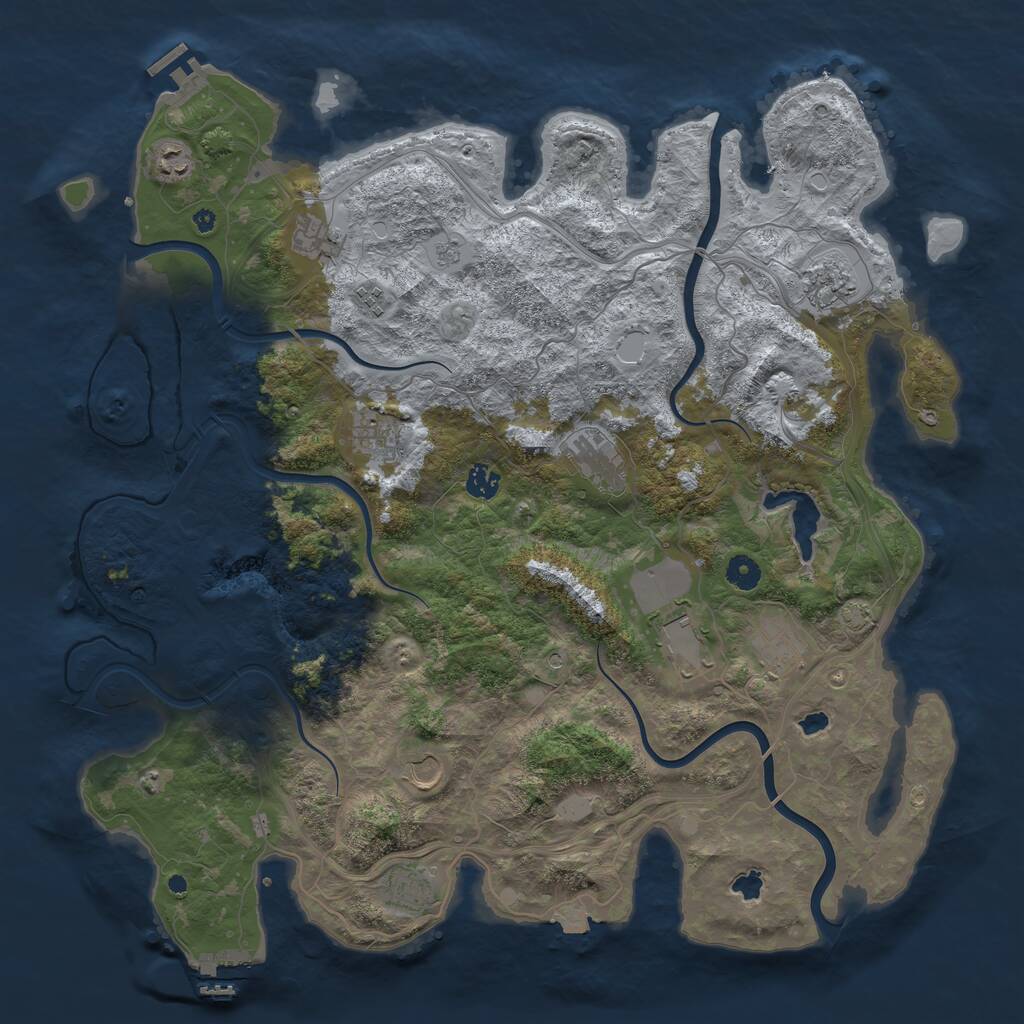 Rust Map: Procedural Map, Size: 4500, Seed: 1226167544, 17 Monuments
