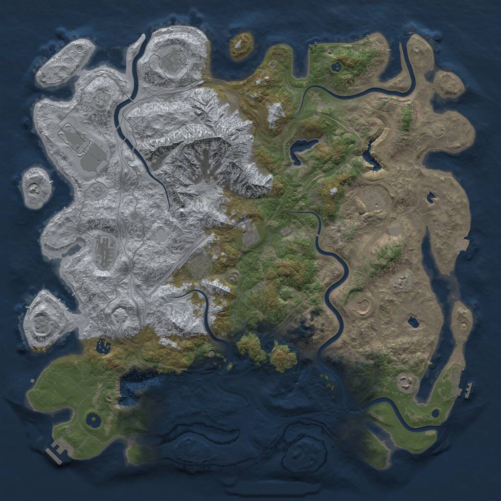 Rust Map: Procedural Map, Size: 5000, Seed: 2078738492, 16 Monuments
