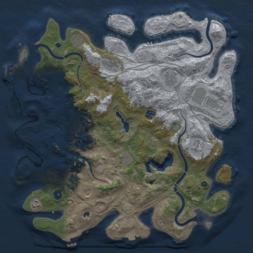 Rust Map: Procedural Map, Size: 4250, Seed: 800854377, 17 Monuments