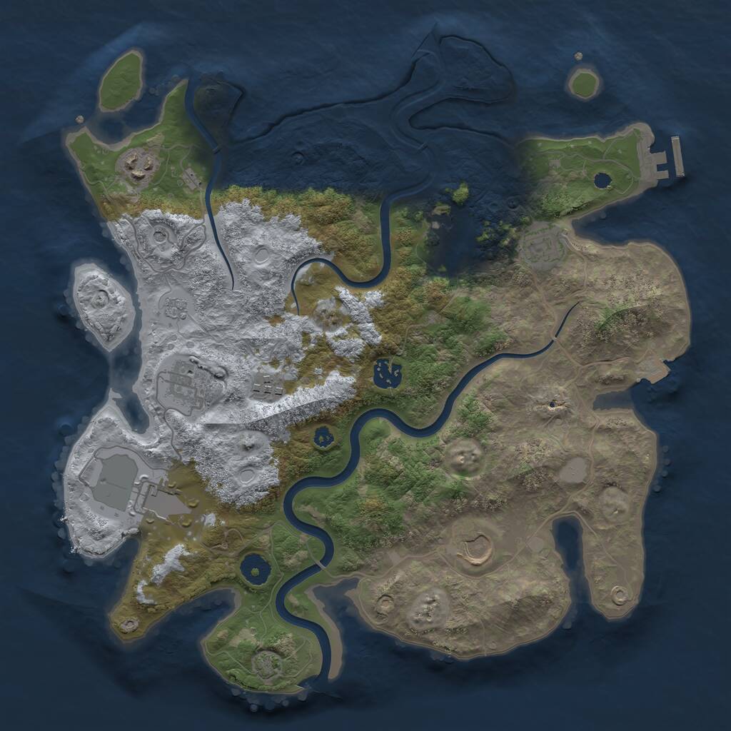 Rust Map: Procedural Map, Size: 3650, Seed: 931897871, 13 Monuments