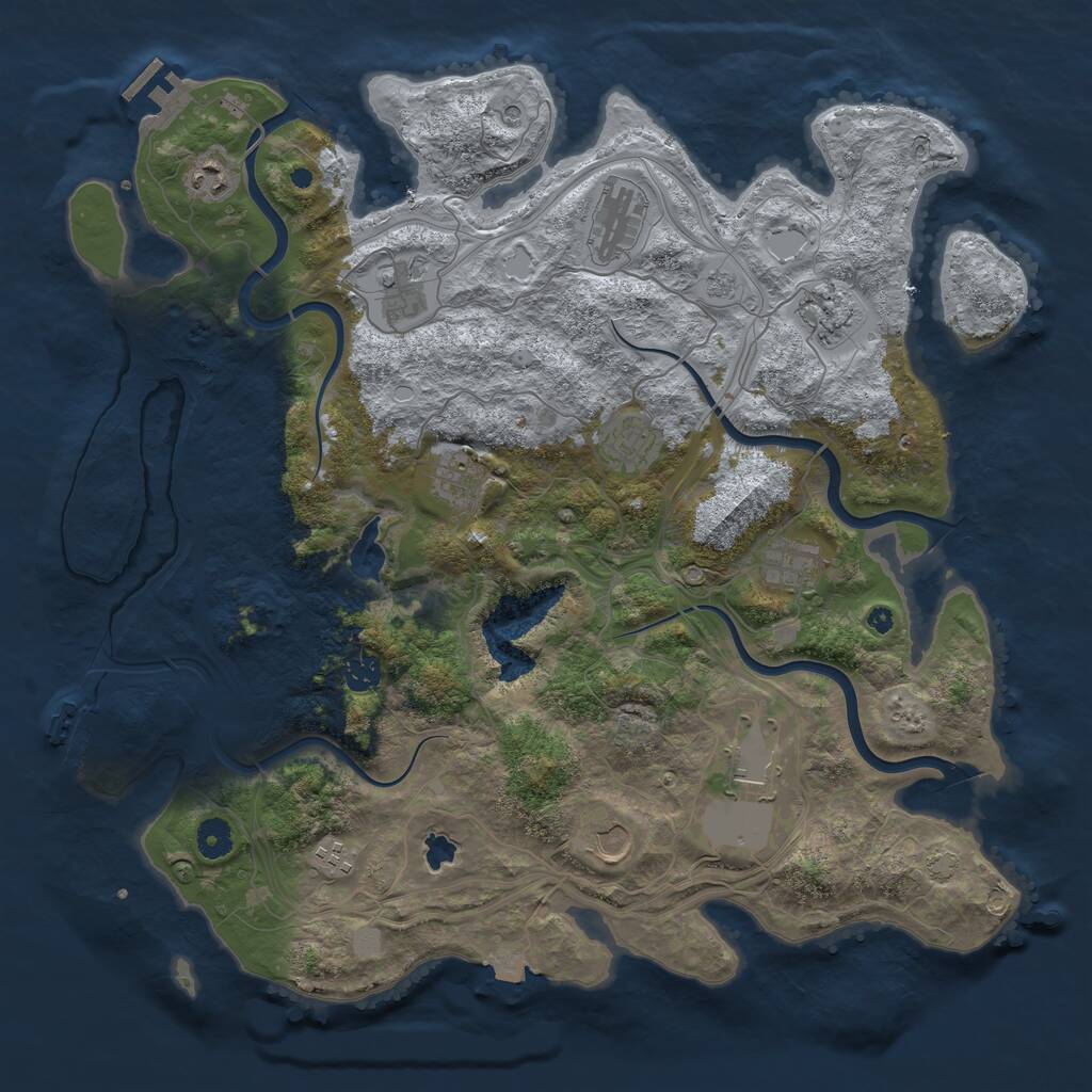 Rust Map: Procedural Map, Size: 4250, Seed: 874727790, 17 Monuments