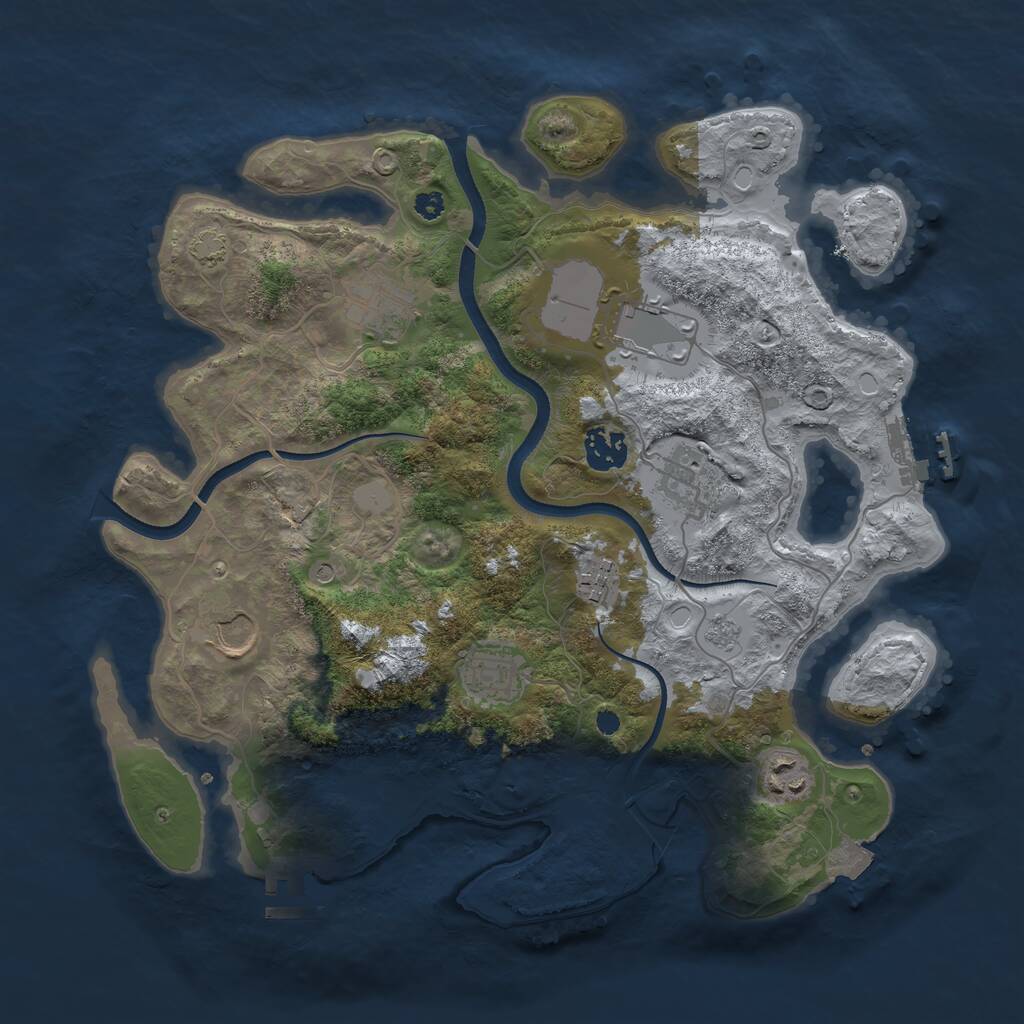 Rust Map: Procedural Map, Size: 3500, Seed: 746444917, 14 Monuments