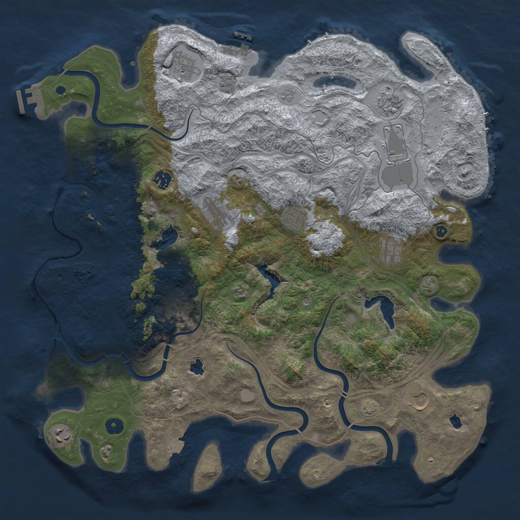 Rust Map: Procedural Map, Size: 4500, Seed: 1950805318, 16 Monuments