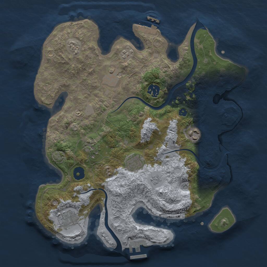 Rust Map: Procedural Map, Size: 3250, Seed: 864439415, 13 Monuments