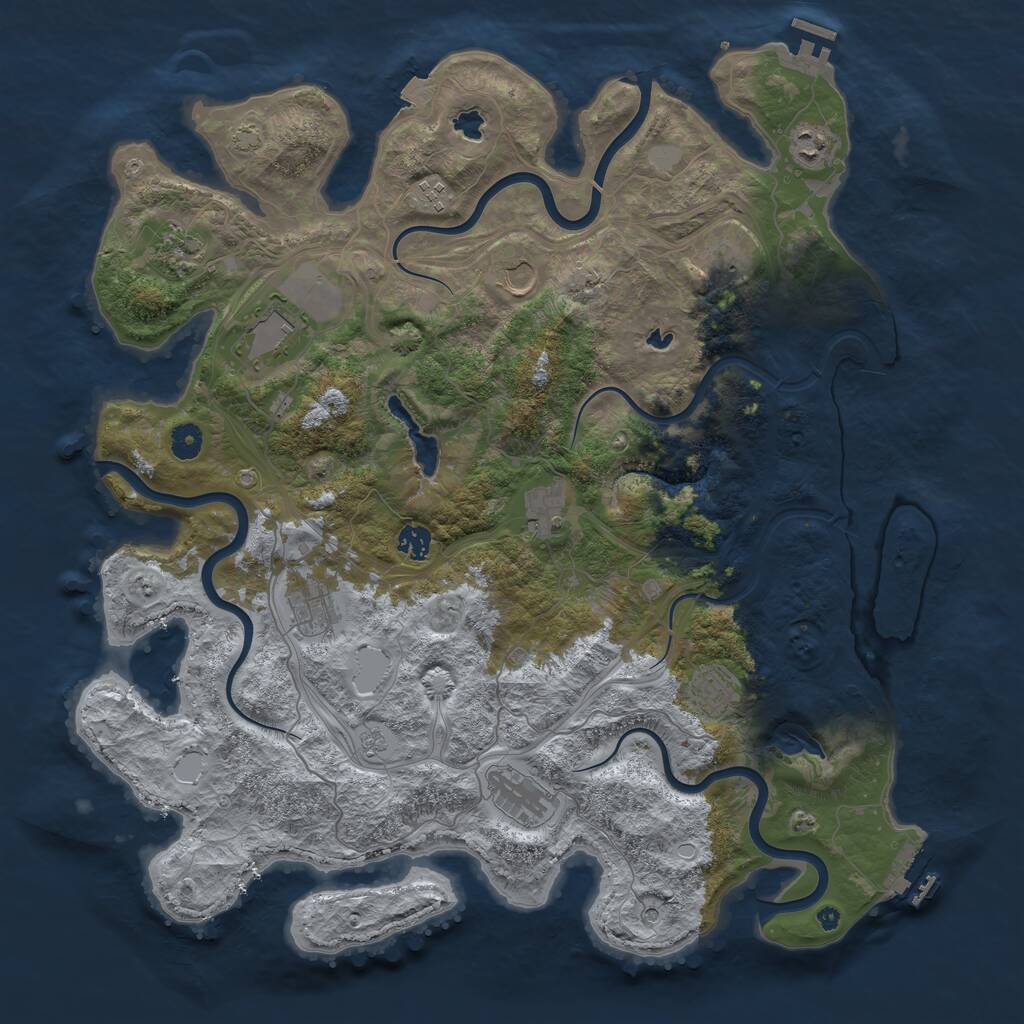 Rust Map: Procedural Map, Size: 4500, Seed: 148420231, 17 Monuments