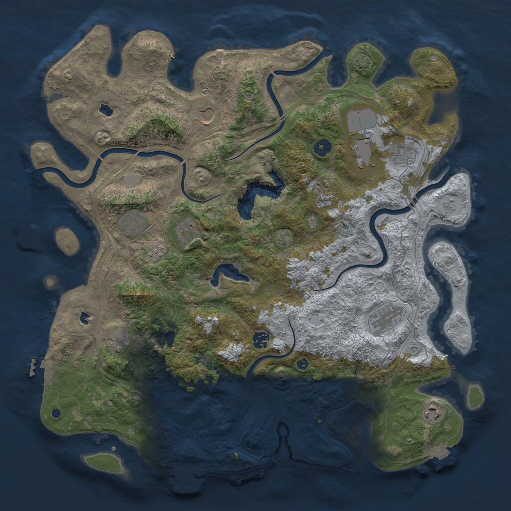 Rust Map: Procedural Map, Size: 4500, Seed: 652574944, 17 Monuments