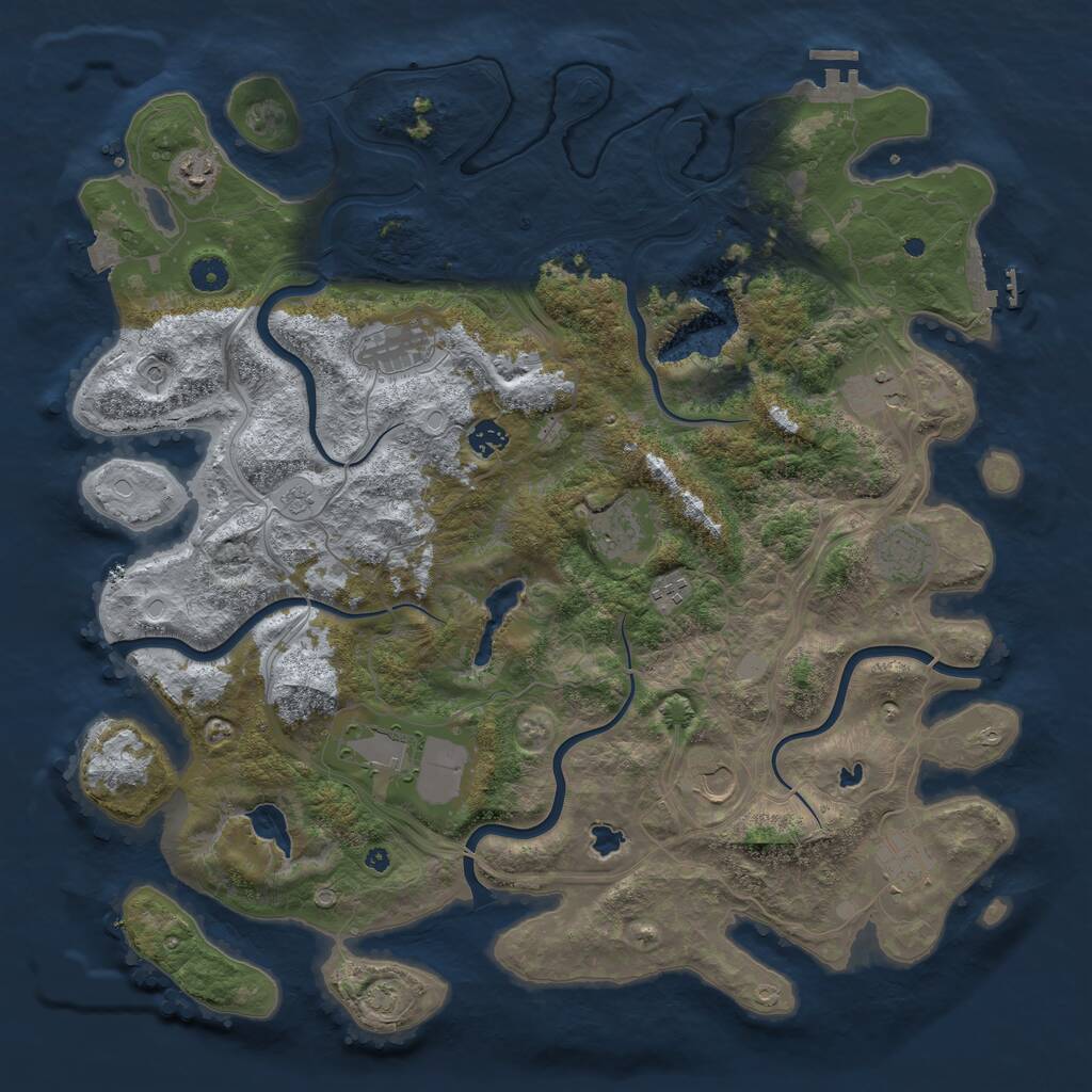 Rust Map: Procedural Map, Size: 4500, Seed: 1307549306, 16 Monuments