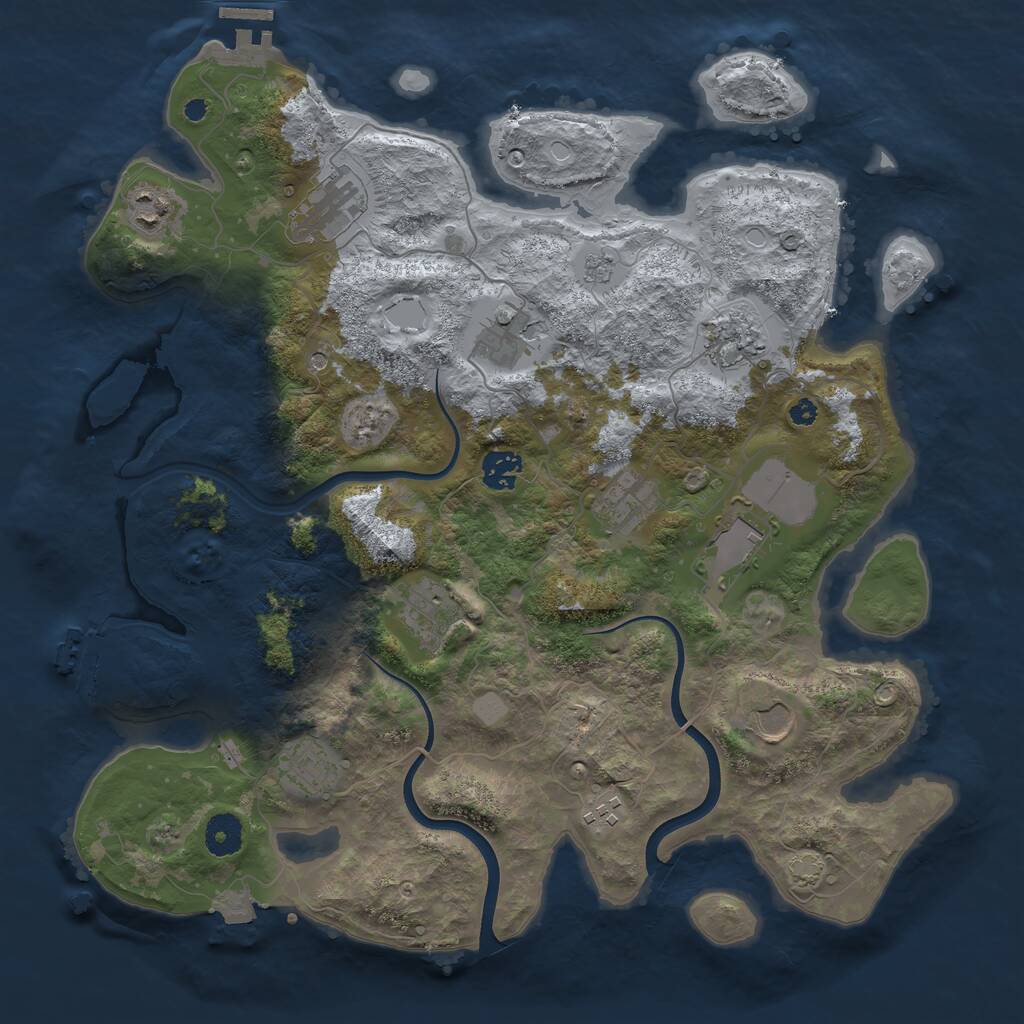 Rust Map: Procedural Map, Size: 3800, Seed: 2057245958, 17 Monuments