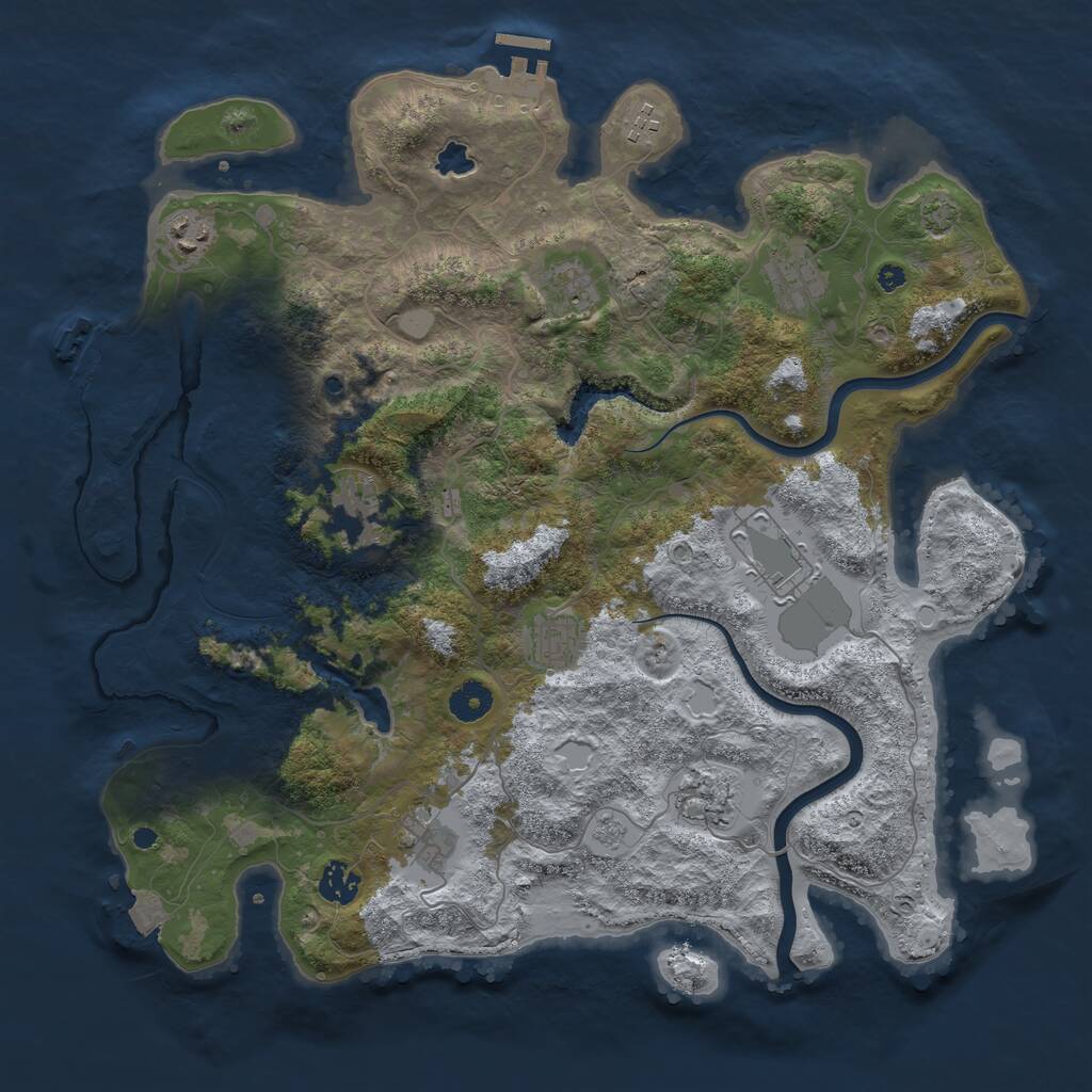 Rust Map: Procedural Map, Size: 4000, Seed: 2090015214, 16 Monuments