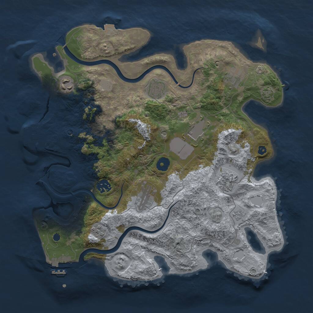 Rust Map: Procedural Map, Size: 3500, Seed: 233541563, 14 Monuments