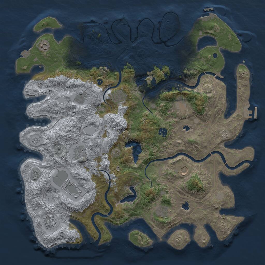 Rust Map: Procedural Map, Size: 4500, Seed: 1121057683, 17 Monuments