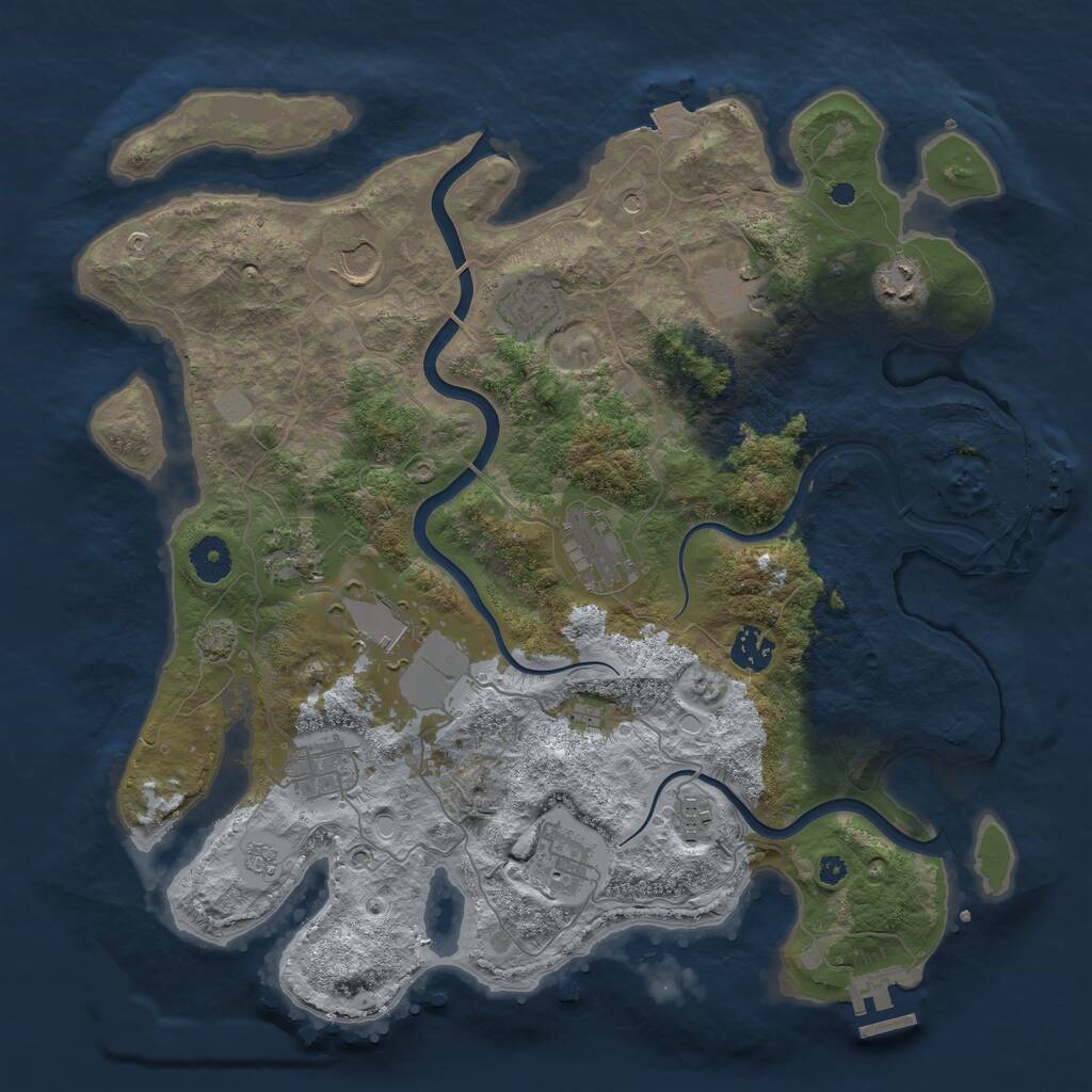 Rust Map: Procedural Map, Size: 3800, Seed: 63034499, 17 Monuments