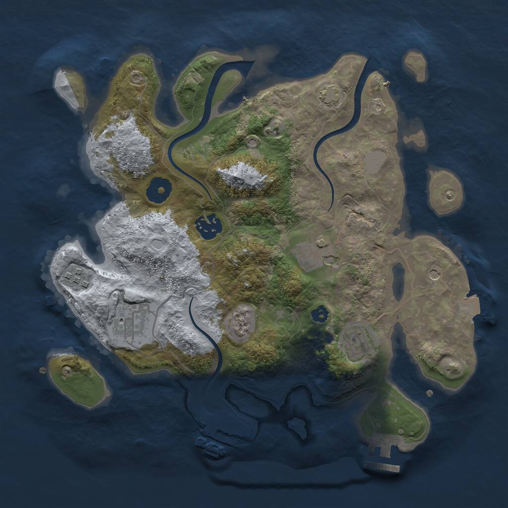 Rust Map: Procedural Map, Size: 3000, Seed: 60625, 10 Monuments