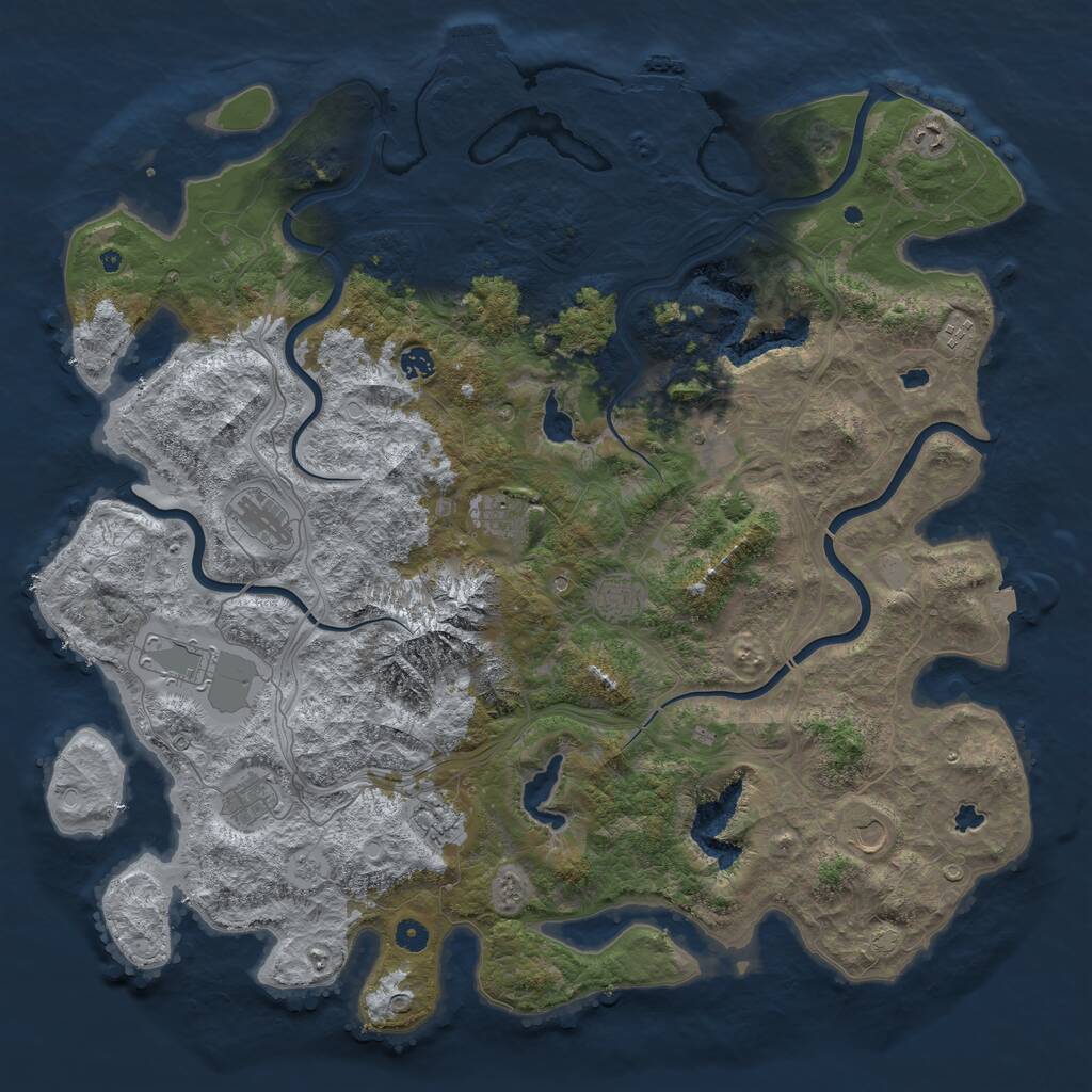 Rust Map: Procedural Map, Size: 5000, Seed: 524922775, 17 Monuments