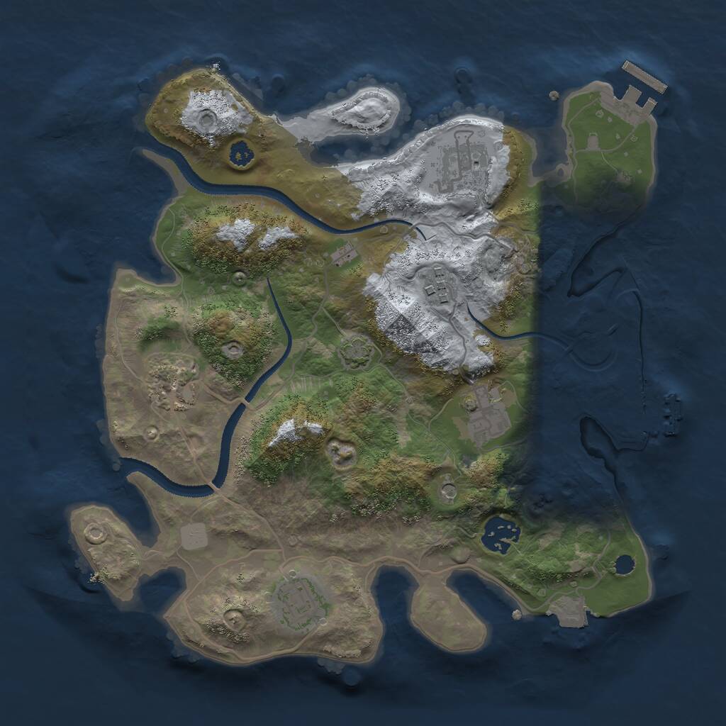 Rust Map: Procedural Map, Size: 3000, Seed: 1734893165, 11 Monuments