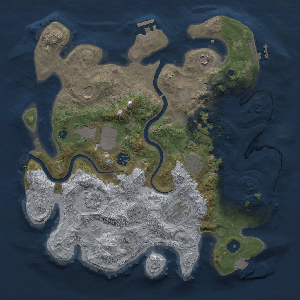 Rust Map: Procedural Map, Size: 3500, Seed: 1809790216, 14 Monuments