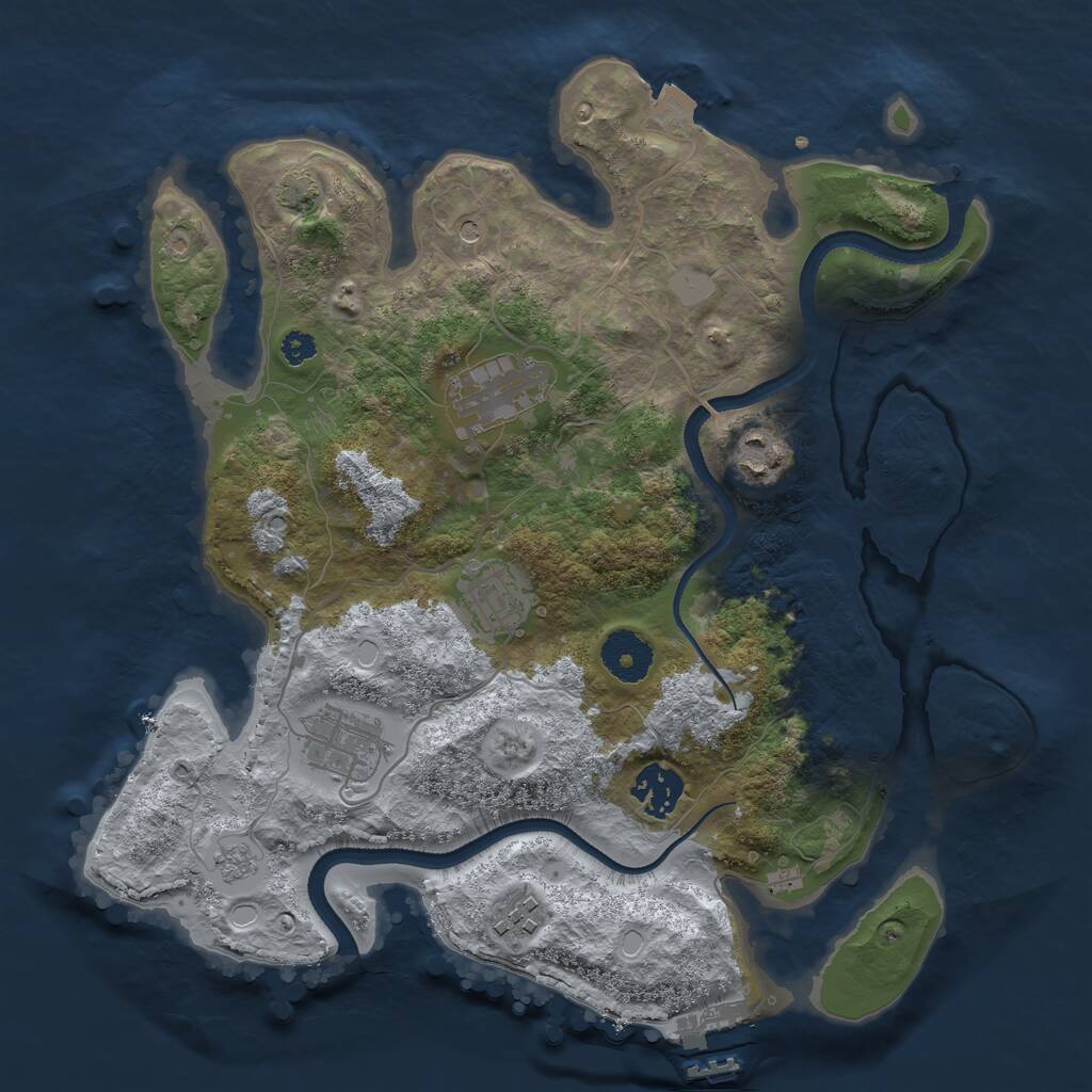 Rust Map: Procedural Map, Size: 3250, Seed: 2001846919, 11 Monuments
