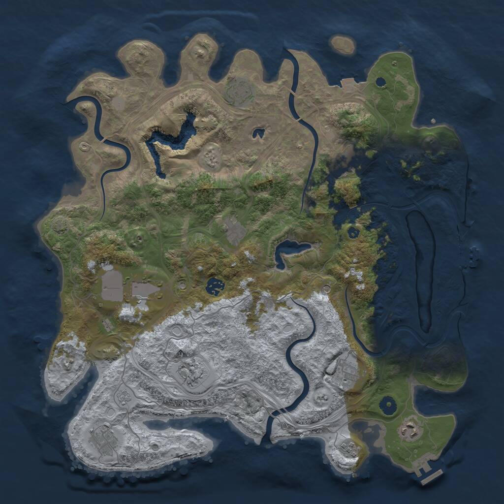 Rust Map: Procedural Map, Size: 4250, Seed: 158772706, 16 Monuments