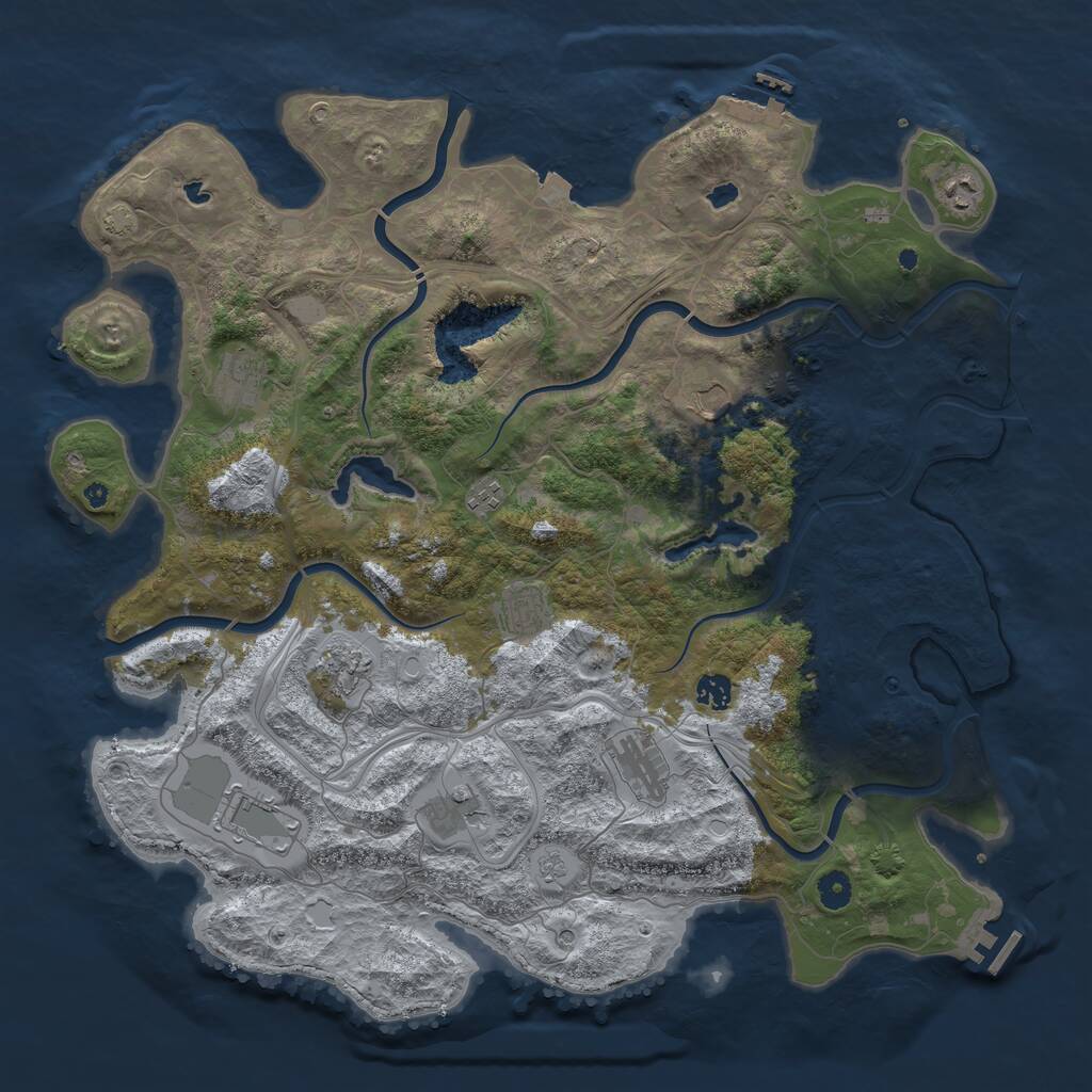 Rust Map: Procedural Map, Size: 4500, Seed: 732223478, 16 Monuments