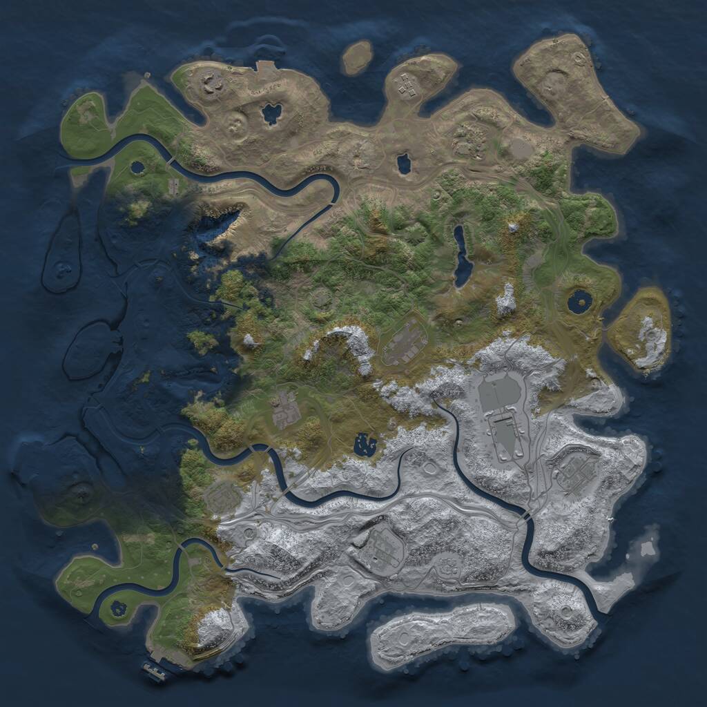 Rust Map: Procedural Map, Size: 4500, Seed: 653087262, 16 Monuments