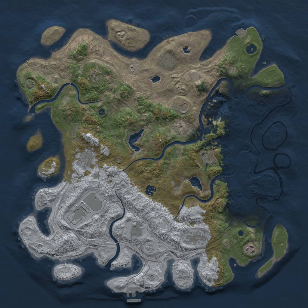 Rust Map: Procedural Map, Size: 4500, Seed: 295440, 16 Monuments