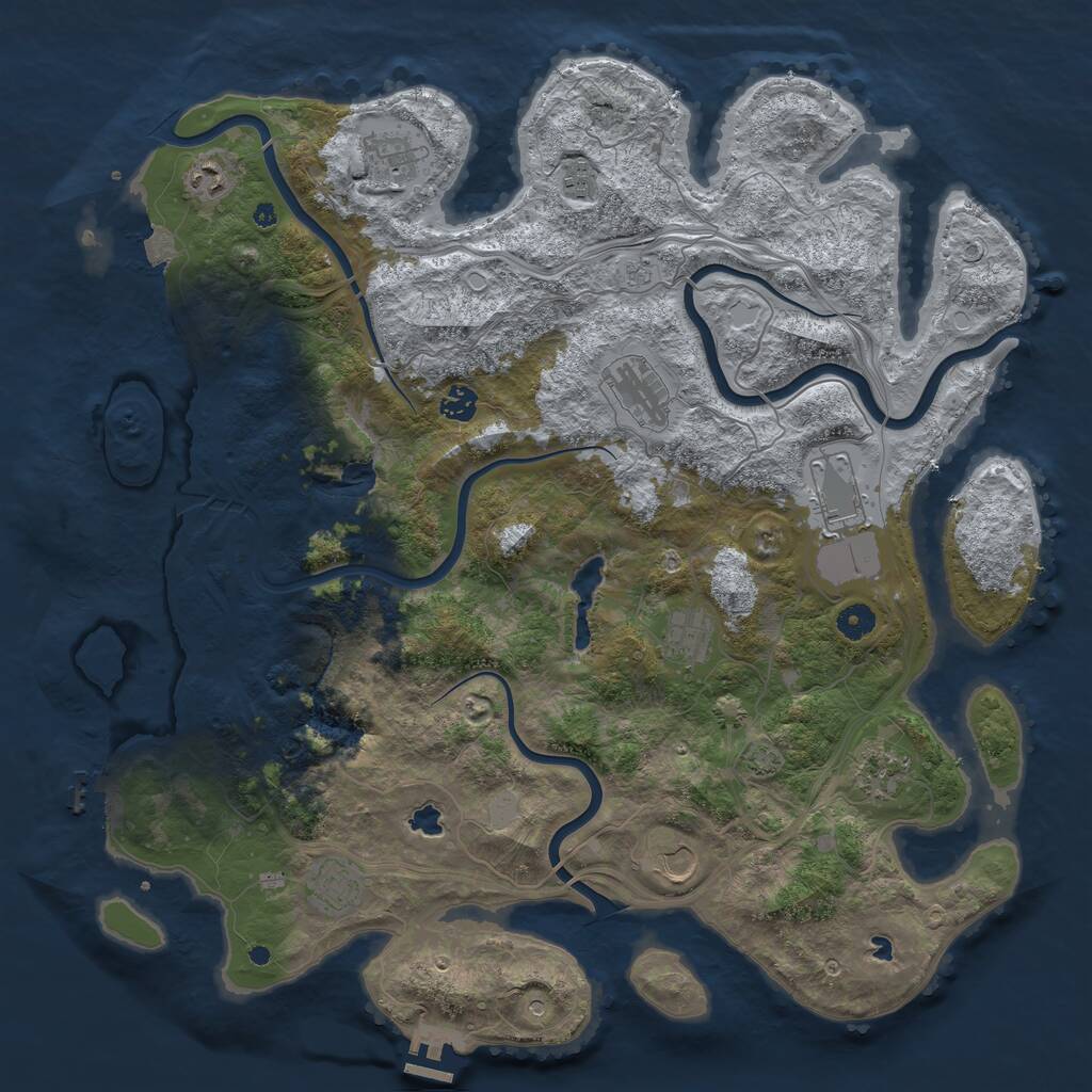 Rust Map: Procedural Map, Size: 4500, Seed: 717171786, 16 Monuments