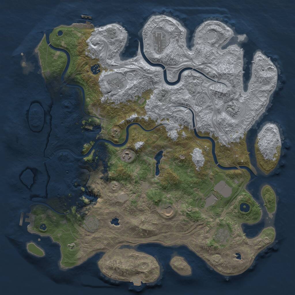 Rust Map: Procedural Map, Size: 4500, Seed: 717171786, 16 Monuments