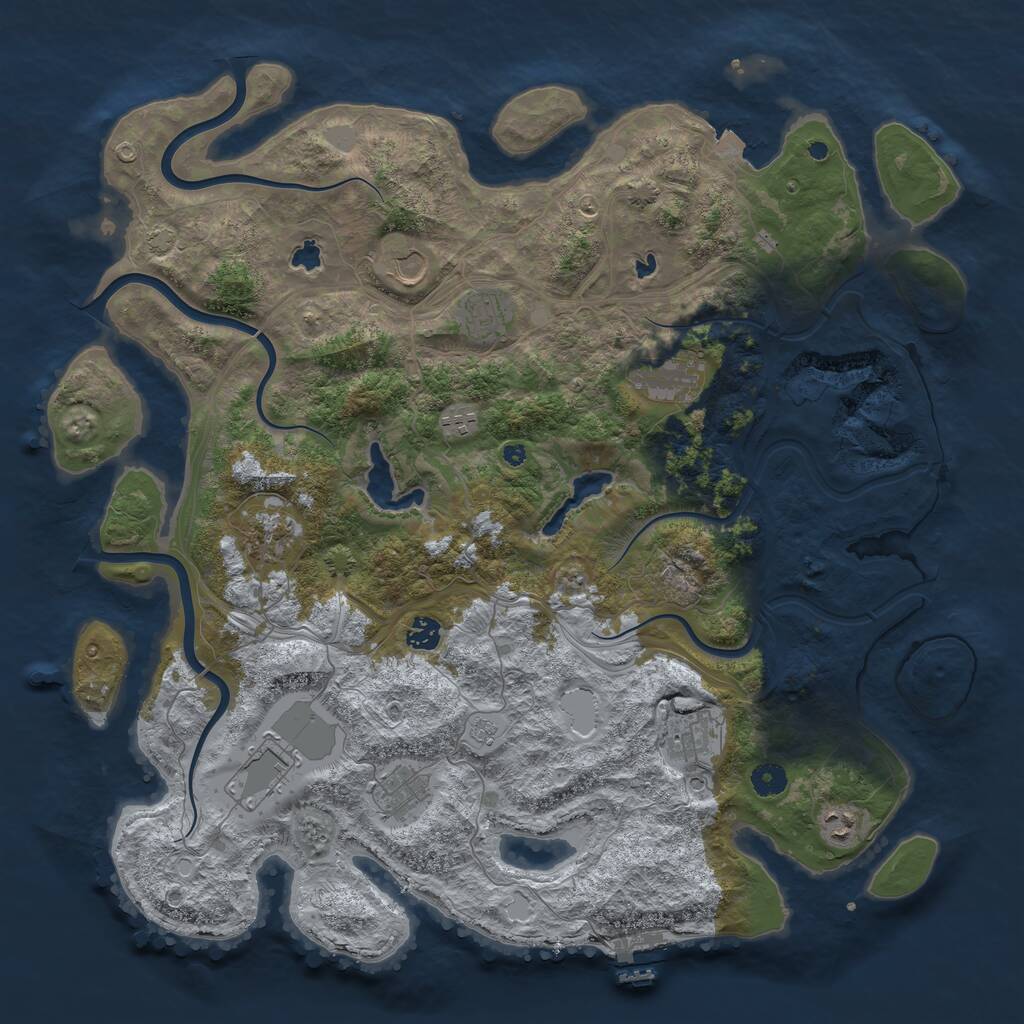 Rust Map: Procedural Map, Size: 4500, Seed: 7847671, 15 Monuments