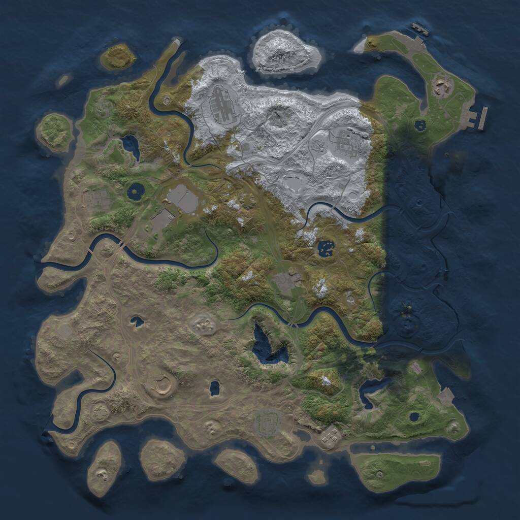 Rust Map: Procedural Map, Size: 4500, Seed: 1948360018, 16 Monuments