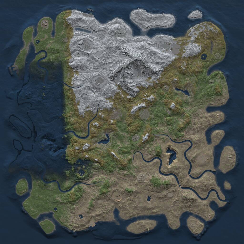Rust Map: Procedural Map, Size: 6000, Seed: 811061002, 17 Monuments
