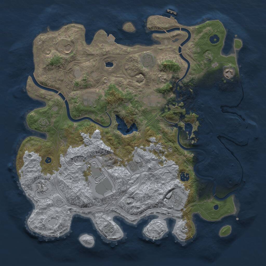 Rust Map: Procedural Map, Size: 4250, Seed: 990347174, 17 Monuments