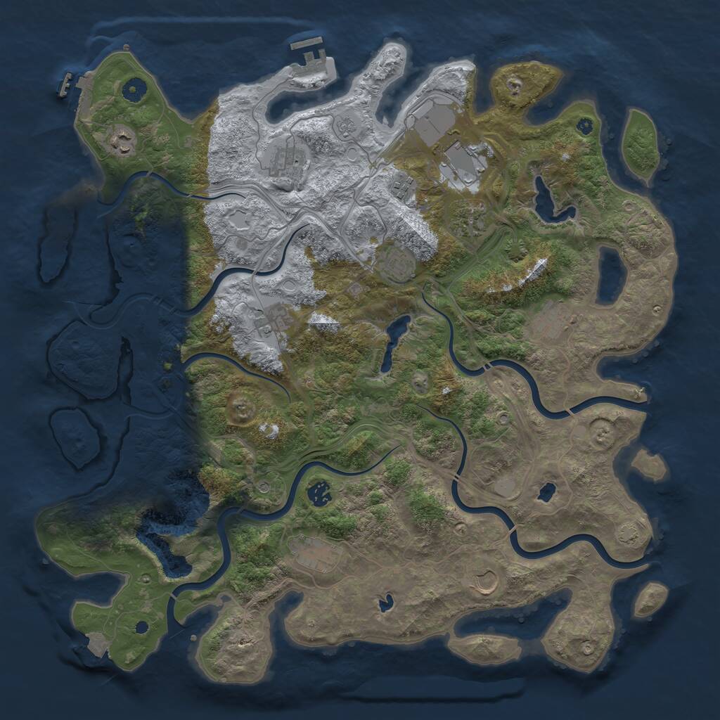 Rust Map: Procedural Map, Size: 4500, Seed: 1125483599, 17 Monuments