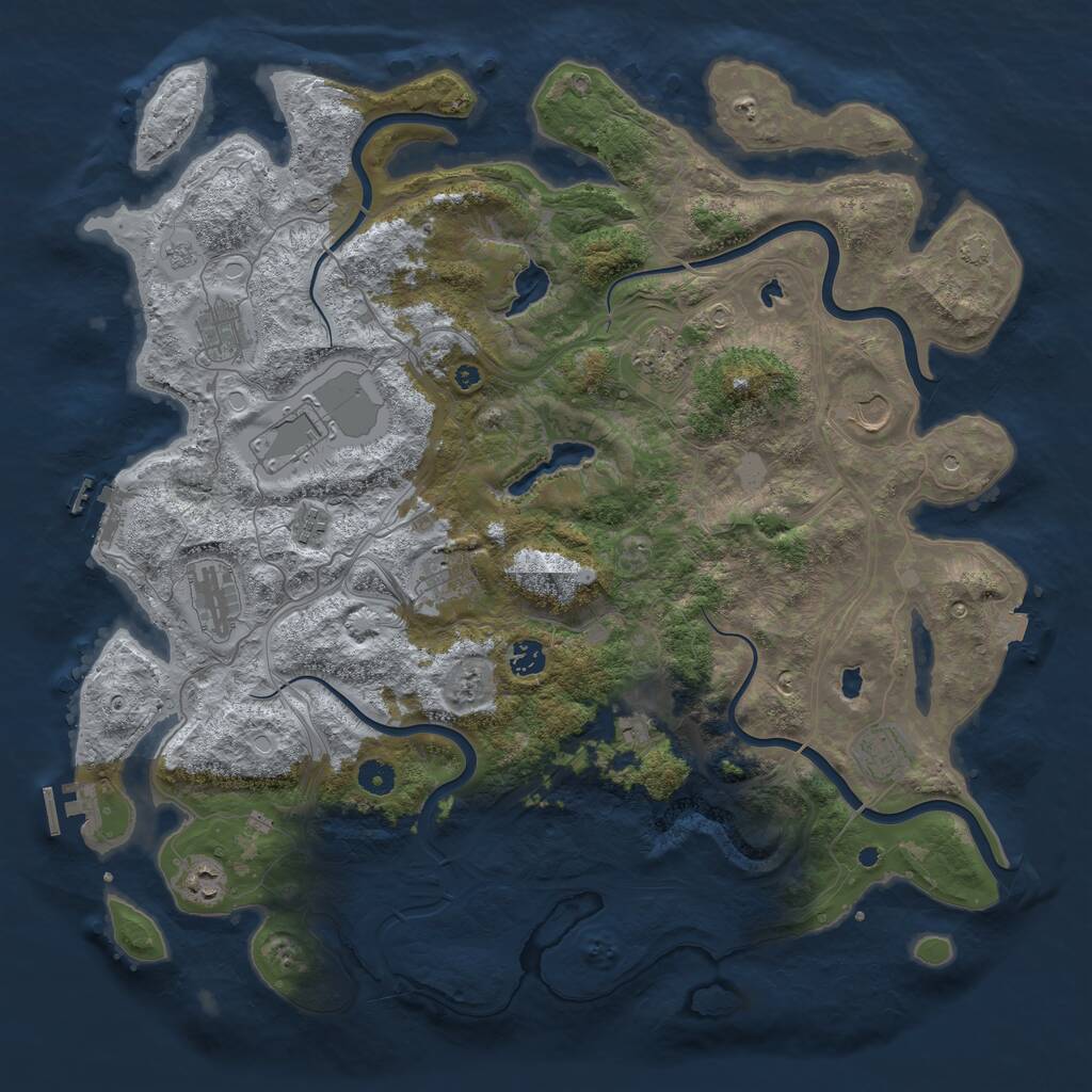 Rust Map: Procedural Map, Size: 4500, Seed: 779962028, 17 Monuments